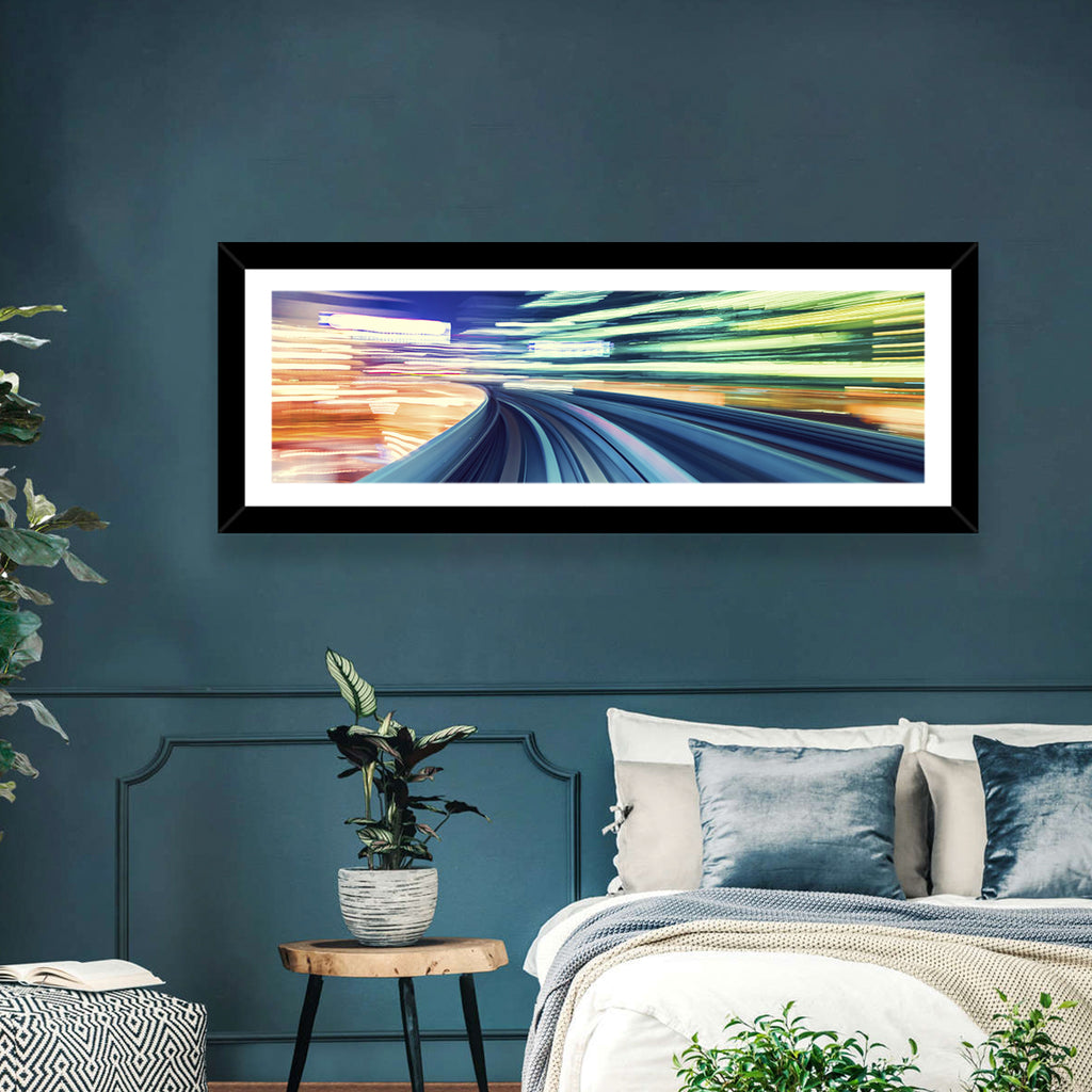 Curved Monorail Light Trails Wall Art