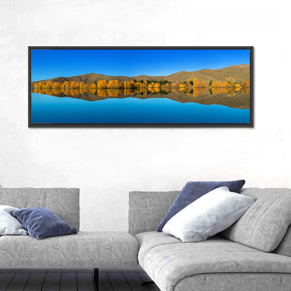Lake Ruataniwha Wall Art in a room, panoramic