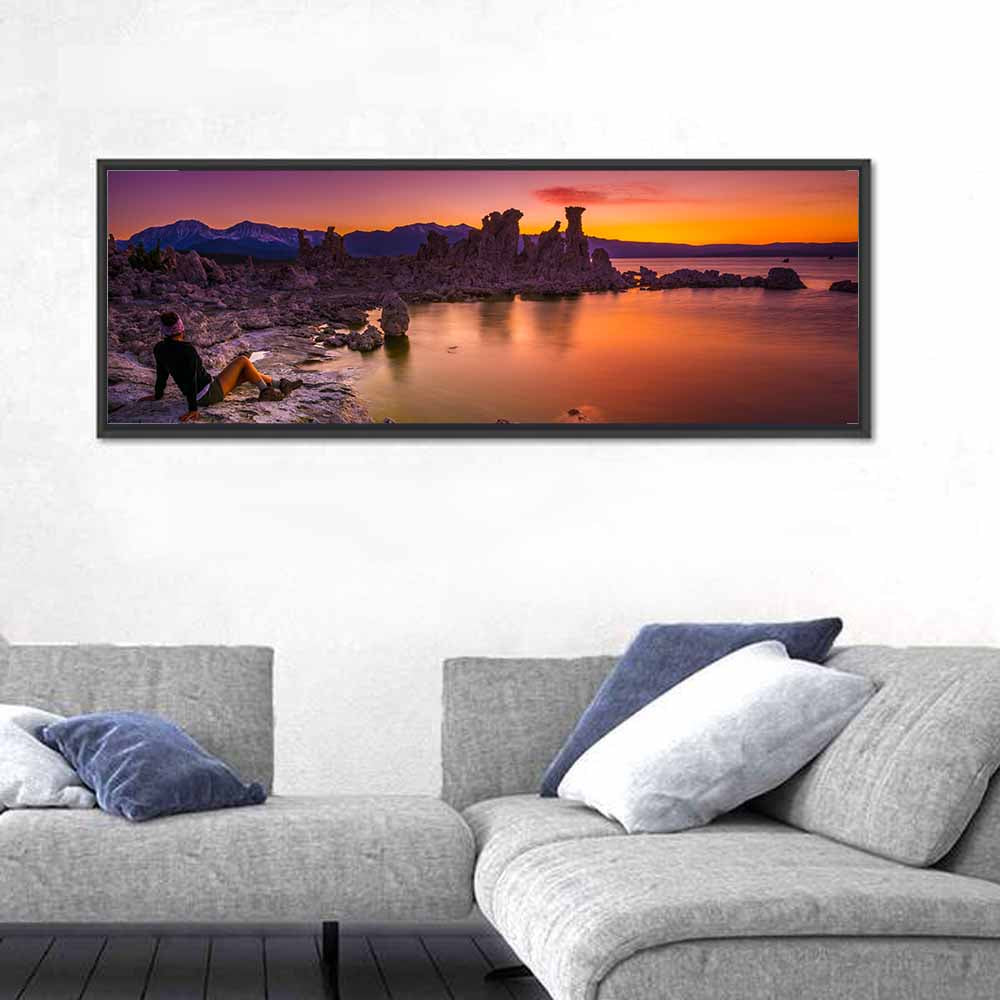 Mono Lake Sunset, Lee Vining Wall Art in a room, panoramic