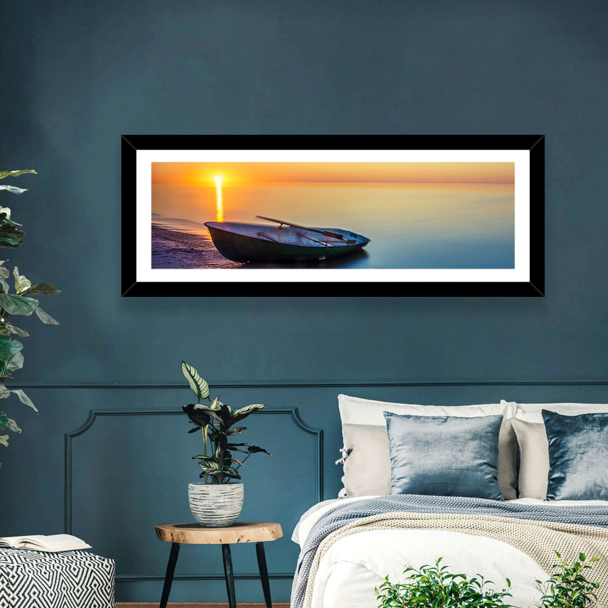 Rowboat Sunrise Seascape Wall Art