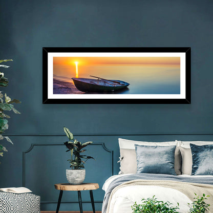 Rowboat Sunrise Seascape Wall Art