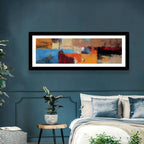 Patchwork Leaves in Blue and Orange Wall Art