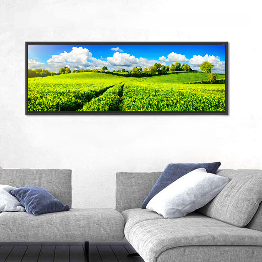 Tractor Tracks Through Green Rolling Hills Wall Art