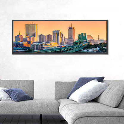 Tobin Bridge to Boston Skyline at Golden Hour Wall Art