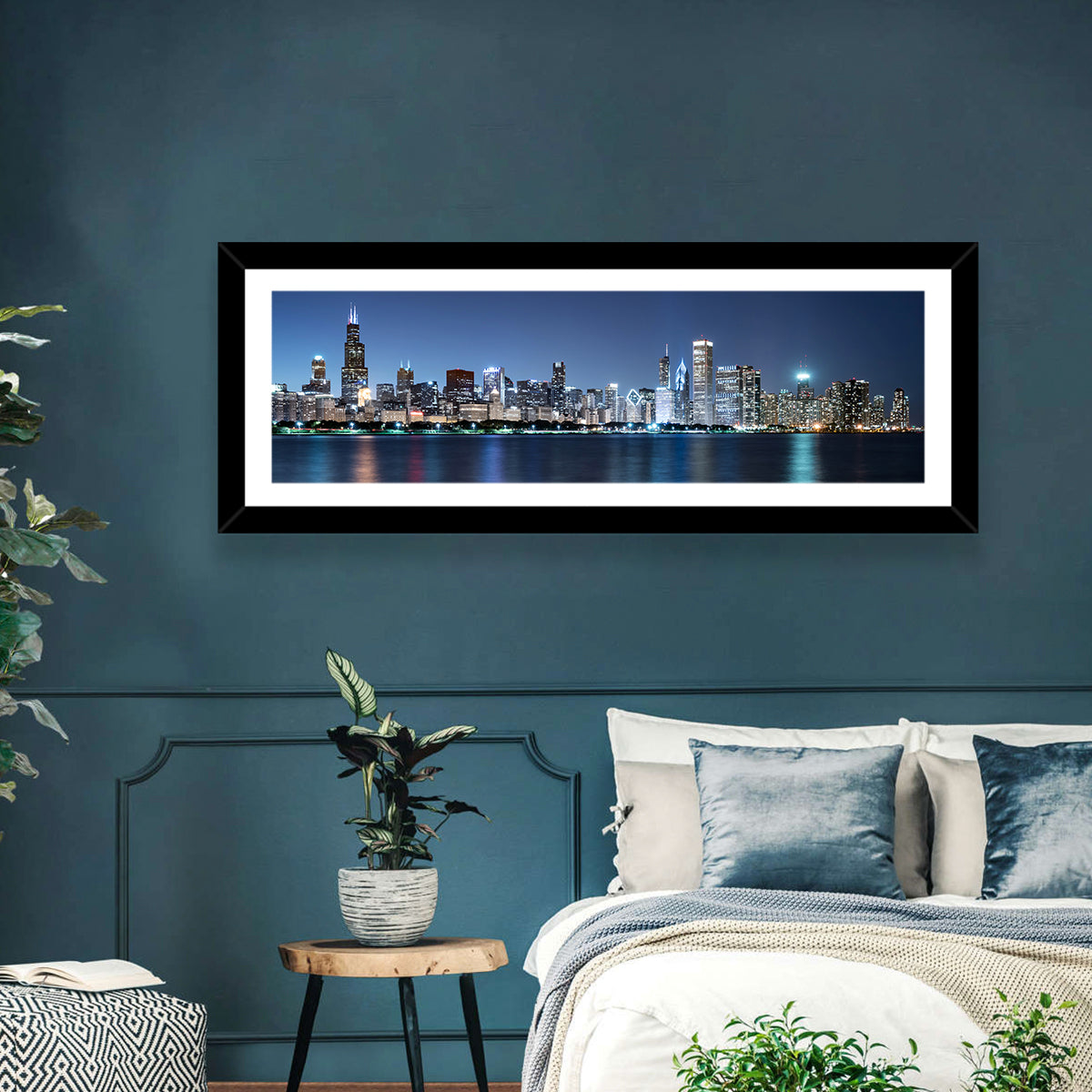 Chicago Night Skyline Wall Art