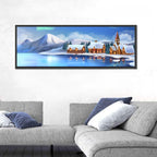 Northern Lights Winter Village Wall Art