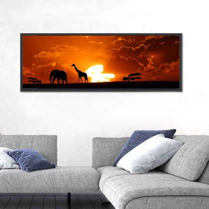 Safari Sunset Silhouettes Wall Art