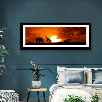 Safari Sunset Silhouettes Wall Art