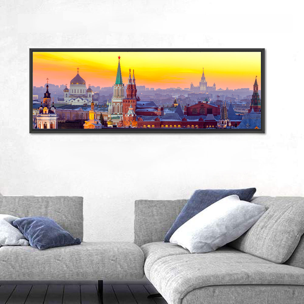Moscow Kremlin at Golden Hour Wall Art in a room, panoramic