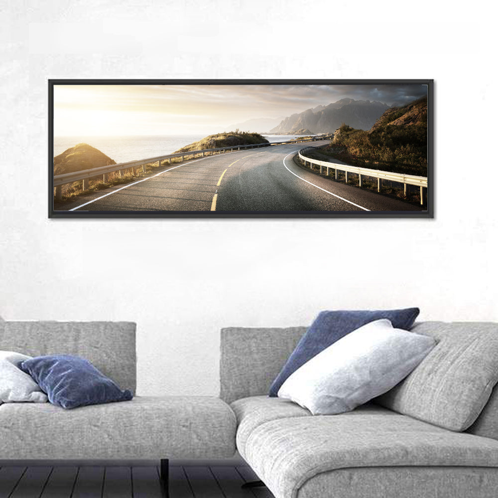 Golden Sunrise Coastal Road Wall Art