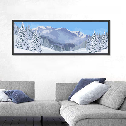 Blue Winter Mountain Illustration Wall Art