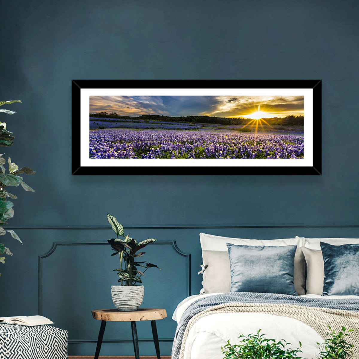 Texas Bluebonnet Field at Sunset Wall Art