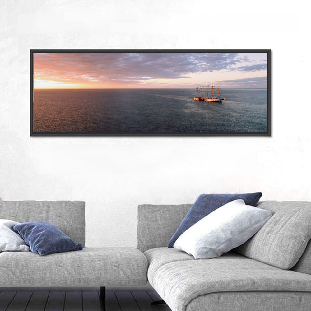 Sunlit Tall Ship at Sea Wall Art