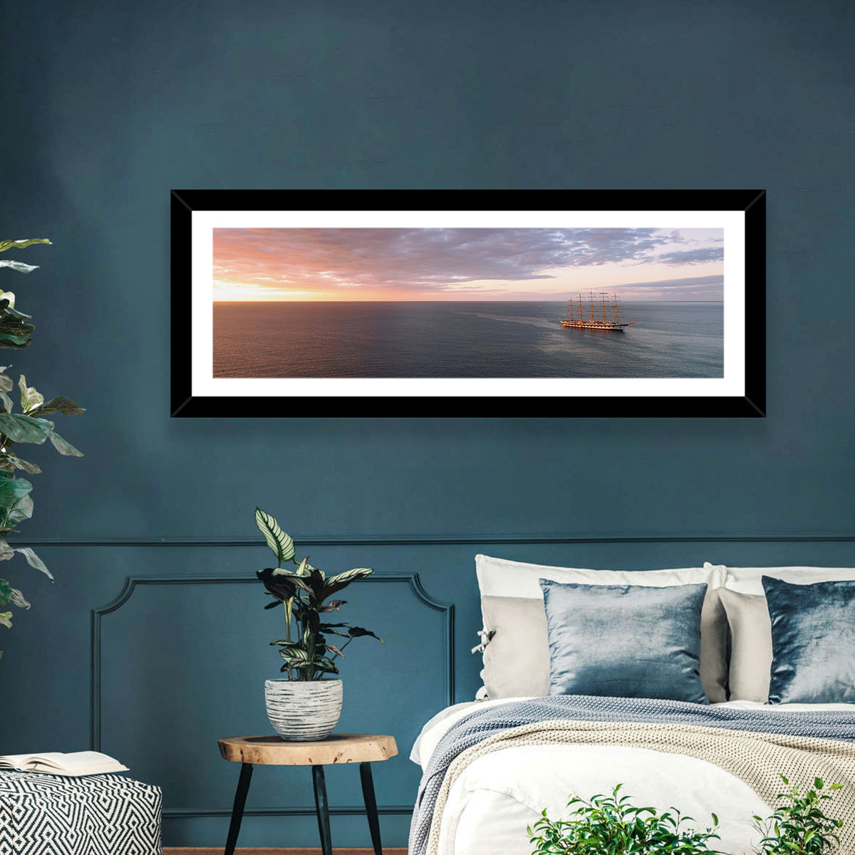 Sunlit Tall Ship at Sea Wall Art