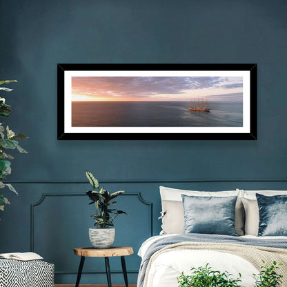 Sunlit Tall Ship at Sea Wall Art