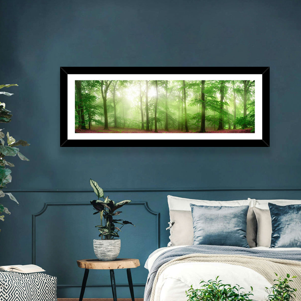 Sunlit Misty Forest Wall Art