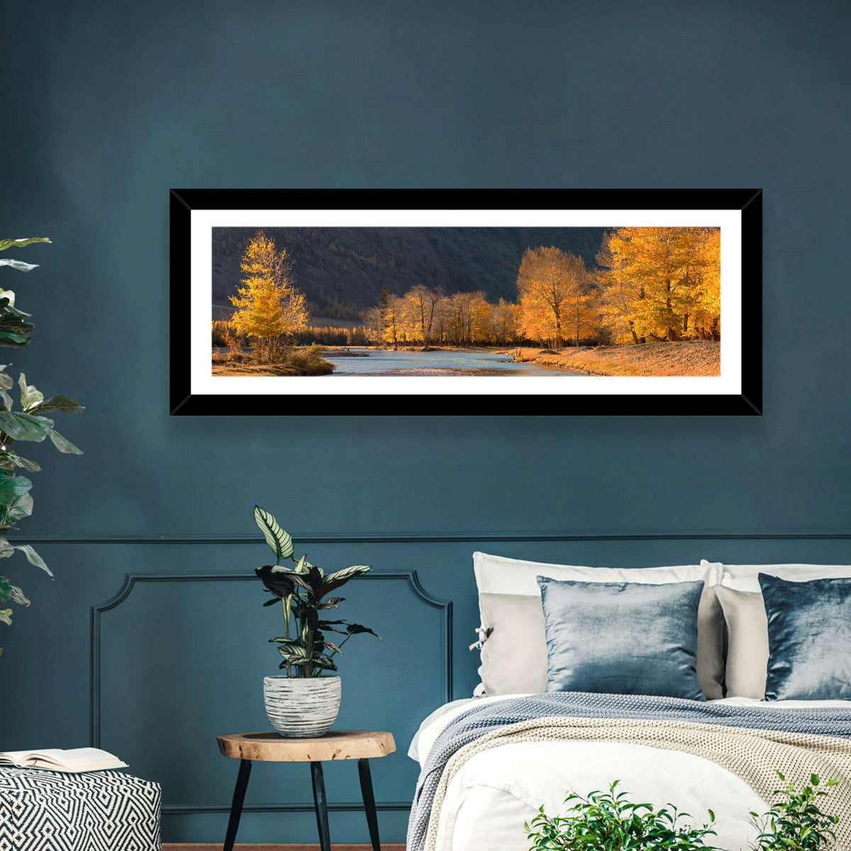 Autumn River Through Golden Forest Wall Art