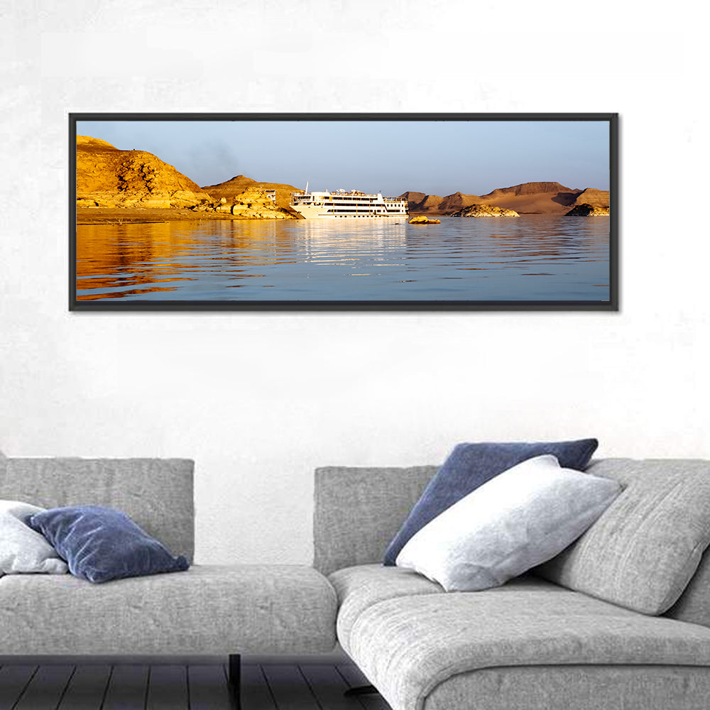 Lake Nasser Cruise Ship at Golden Hour Wall Art