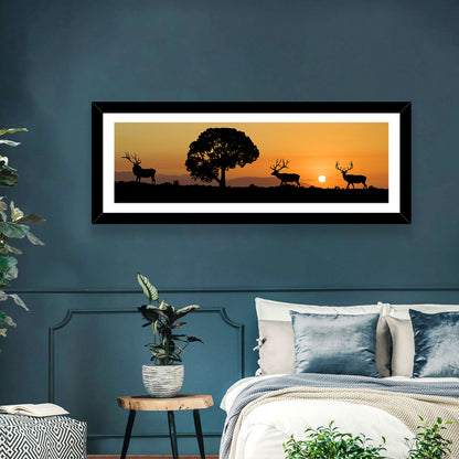 Bull Elk Sunset Silhouette Wall Art