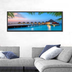Overwater Bungalows at Twilight Wall Art