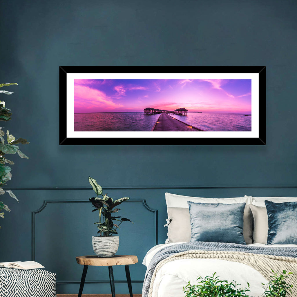 Sunset Pier Overwater Bungalows Wall Art