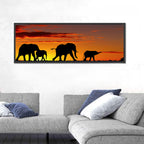 Elephant Herd at Sunset Wall Art