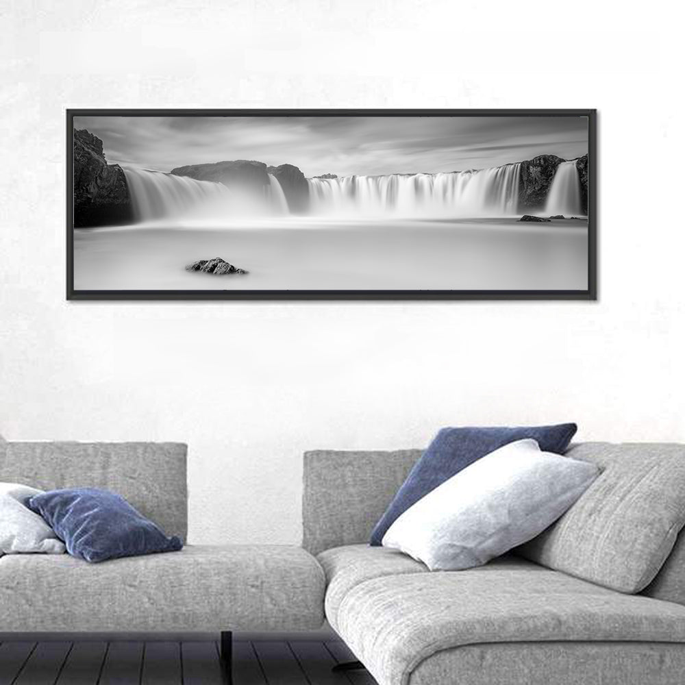 Goðafoss, Mývatn Iceland Wall Art in a room, panoramic