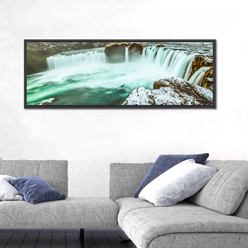Goðafoss Winter Waterfall Wall Art