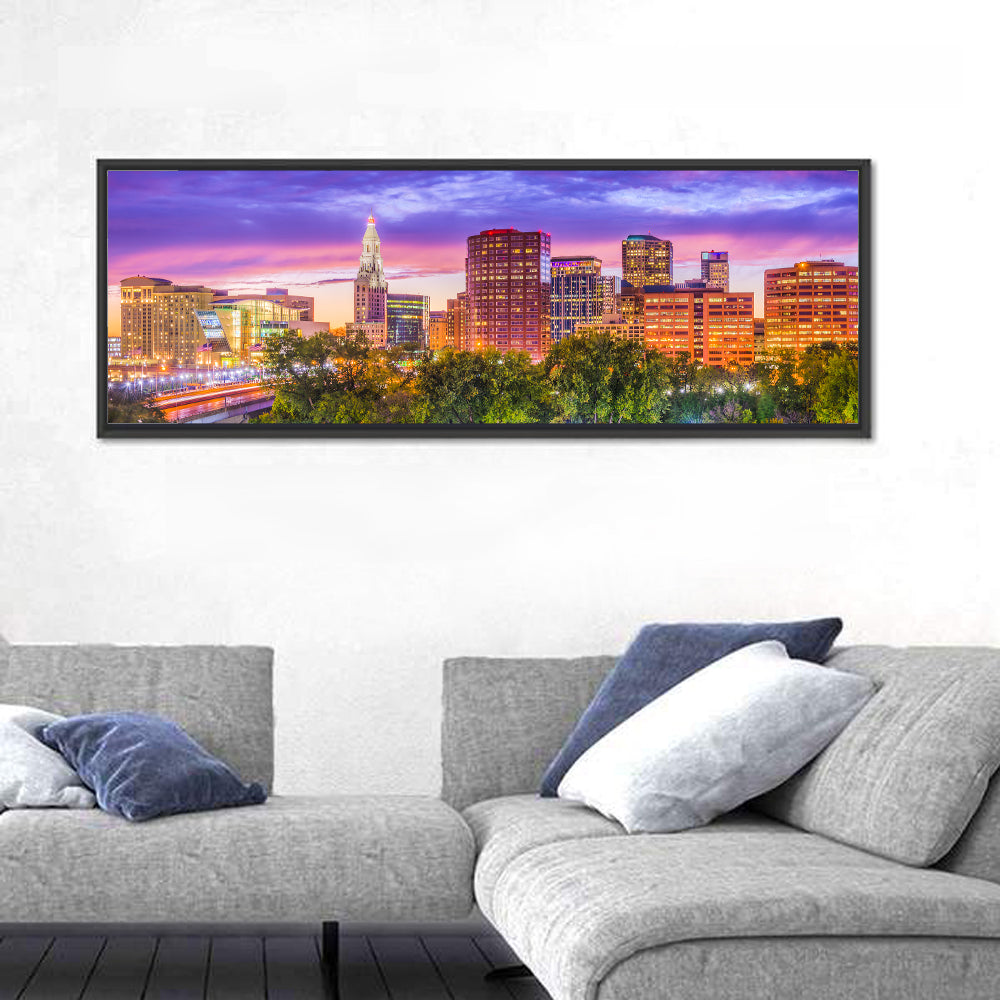 Hartford Skyline at Dusk Wall Art