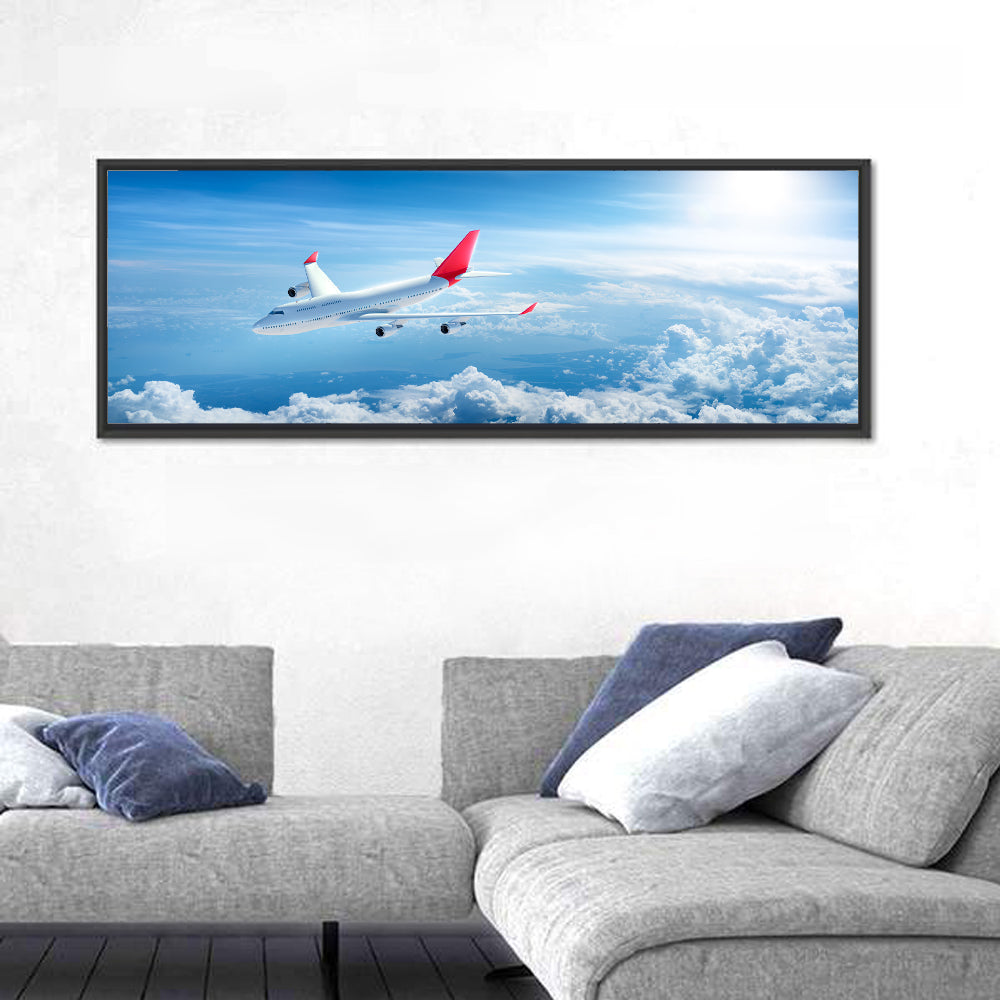 Airplane Over Blue Cloudscape Wall Art