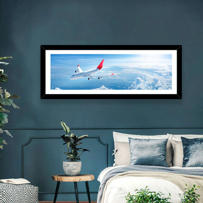 Airplane Over Blue Cloudscape Wall Art