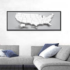 3d USA Map with Alaska and Hawaii Wall Art