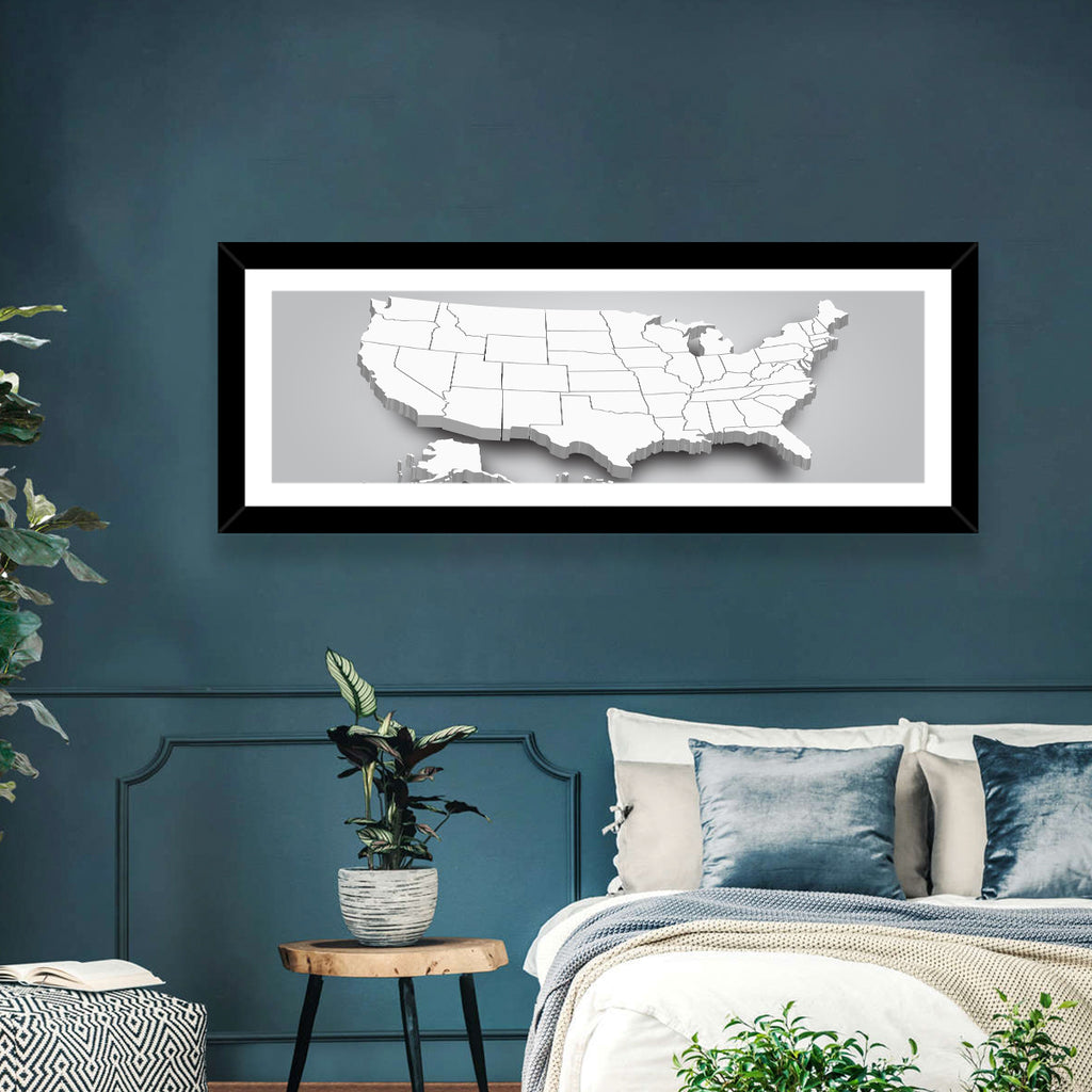 3d USA Map with Alaska and Hawaii Wall Art