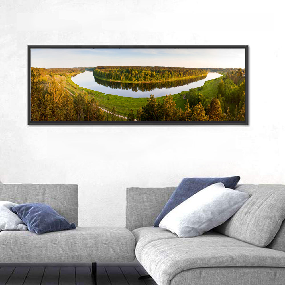 Daugava River Wall Art in a room, panoramic