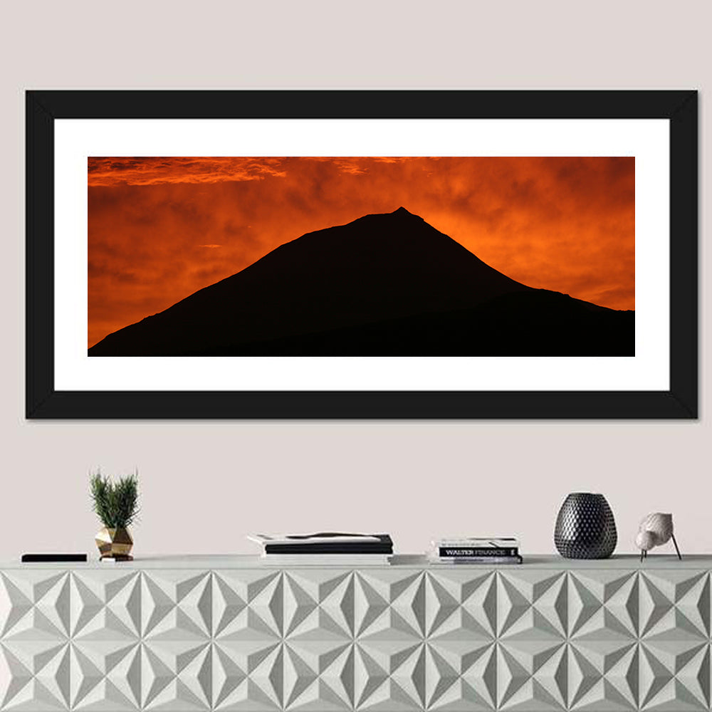 Pico Island Volcano Silhouette at Sunset Wall Art