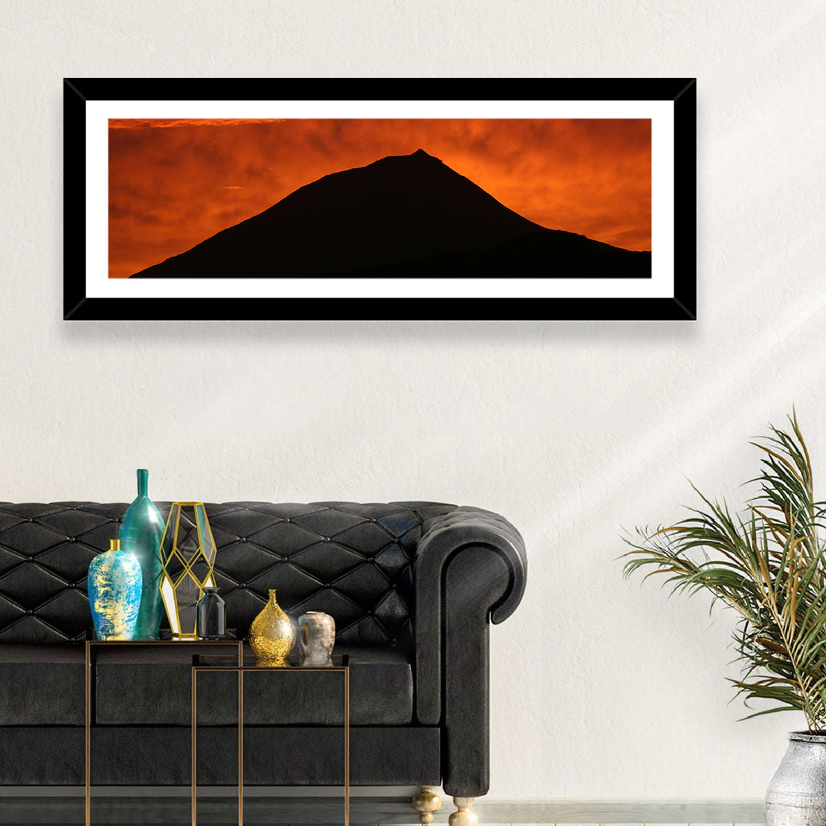 Pico Island Volcano Silhouette at Sunset Wall Art