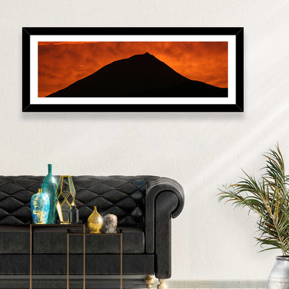 Pico Island Volcano Silhouette at Sunset Wall Art