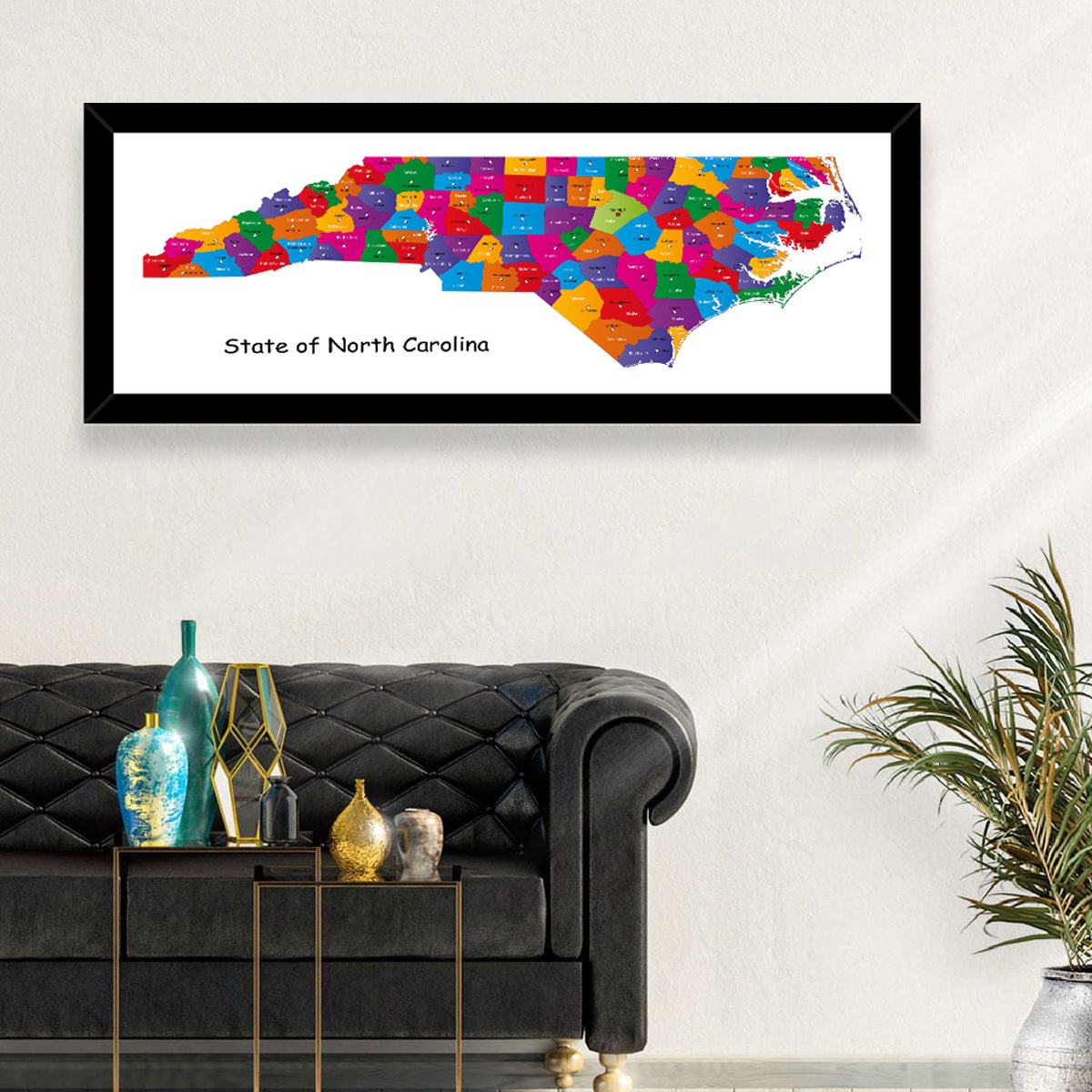 Colorful North Carolina Map Wall Art