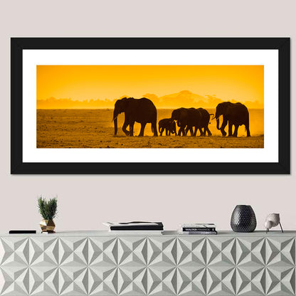 Elephant Family Silhouette Wall Art