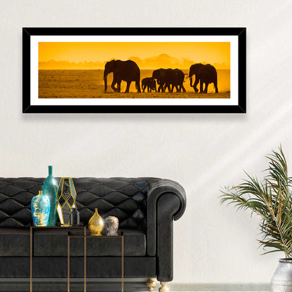 Elephant Family Silhouette Wall Art
