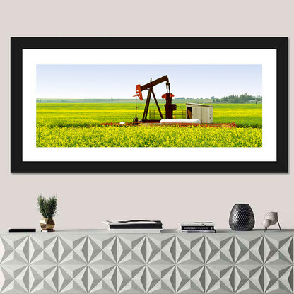 Rusty Pumpjack in Yellow Canola Field Wall Art