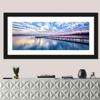 Cloudy Lake Pier at Dusk Wall Art