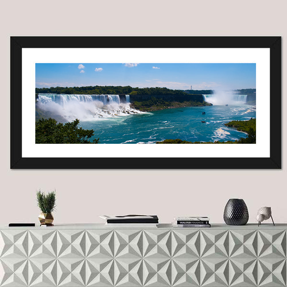 Niagara Falls Panorama Wall Art in a room, panoramic