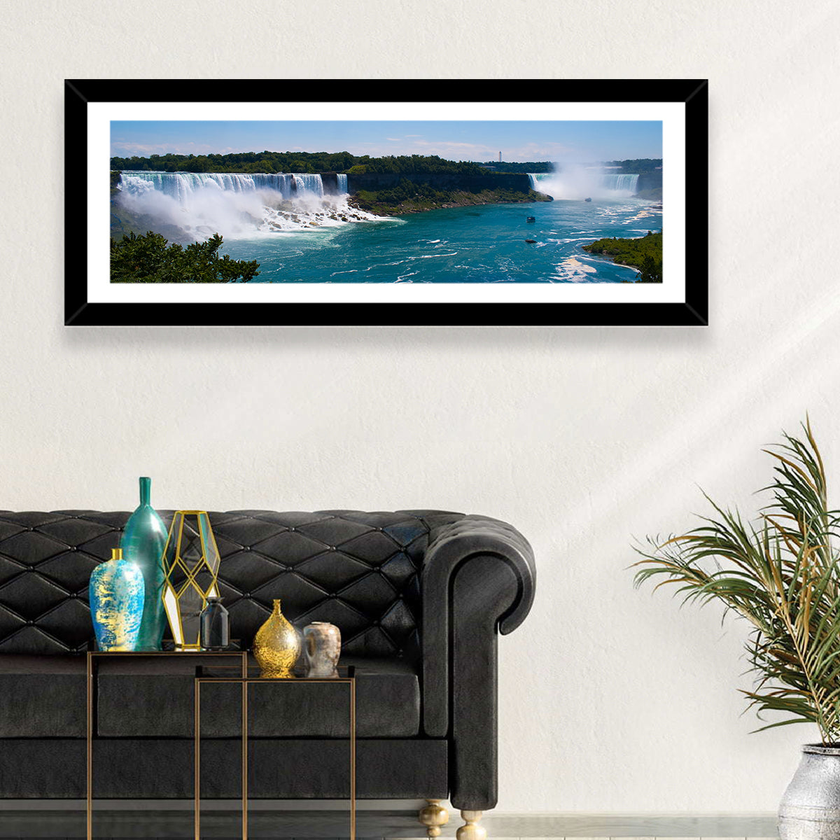 Niagara Falls Panorama Wall Art in a room, panoramic