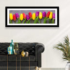Row of Multicolored Tulips Wall Art