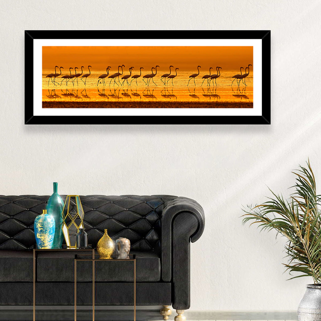Flamingo Line at Golden Hour Wall Art