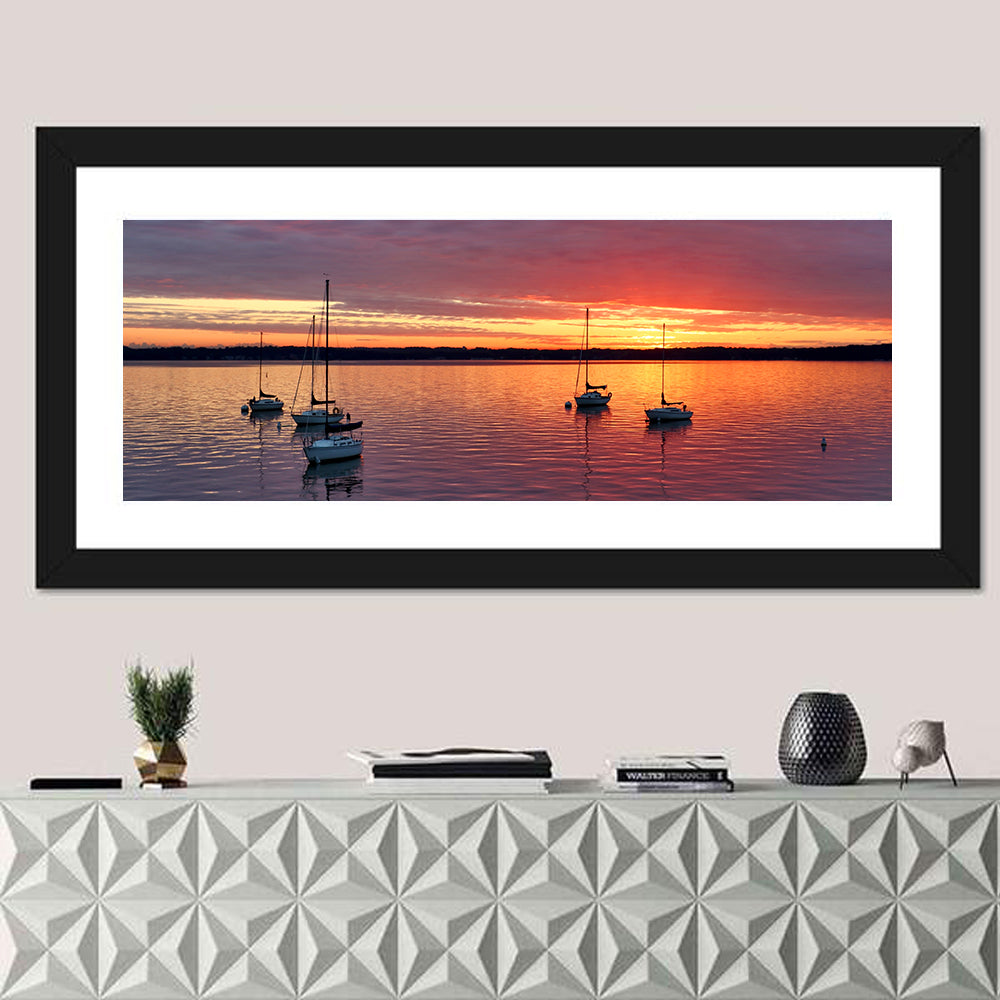 Lake Mendota Sailboats at Sunset Wall Art