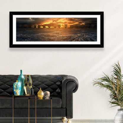 Viking Longships at Sunset Wall Art