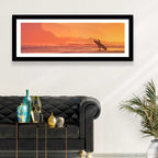 Surfer Silhouette at Golden Sunset Wall Art