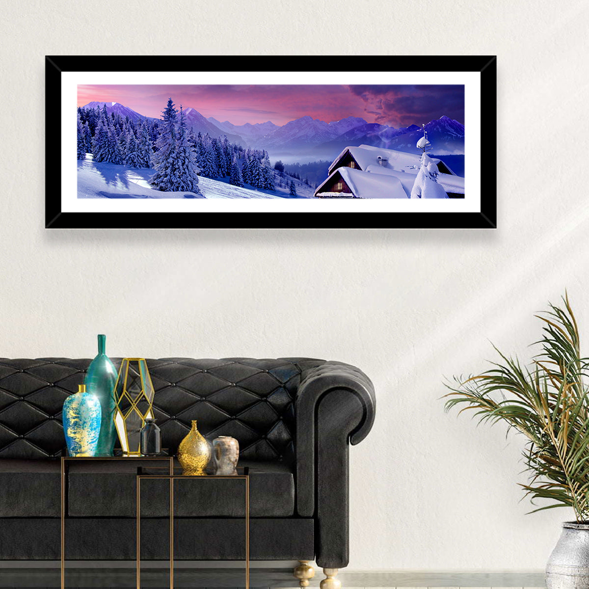 Snowy Mountain Cabin Wall Art